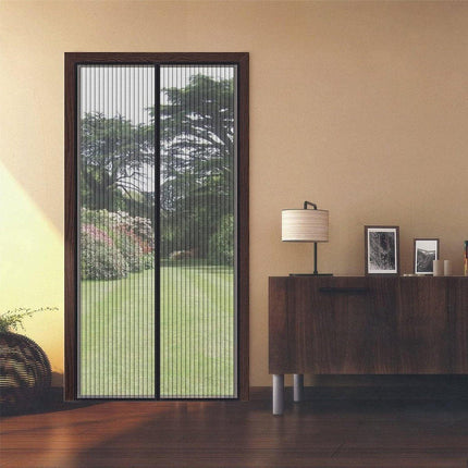 Striped Magnetic Screen Door Curtain Anti Mosquito Mesh Easy Install Ventilation
