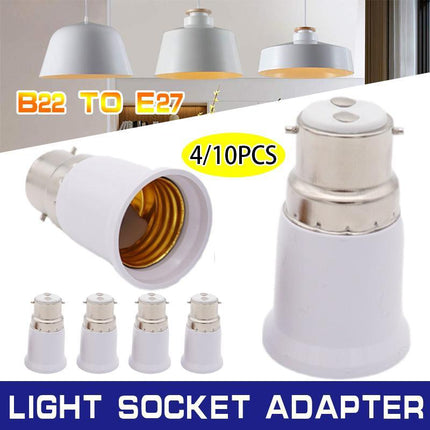 4/10x B22 To E27 Light Socket Adapter Bayonet Lamp Base To Edison E27 Bulb Screw - Aimall