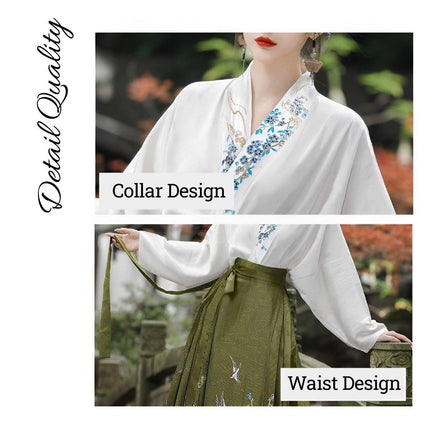 Spring Autumn Hanfu Set for Women Improved Daily Wear Commuting Horse Skirt