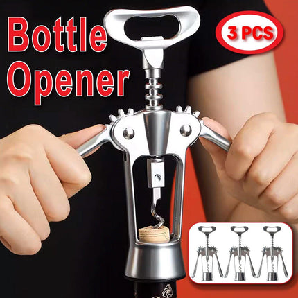 3PCS Wine Bottle Opener Corkscrew Set Kitchen Bar Tools for Easy Opening