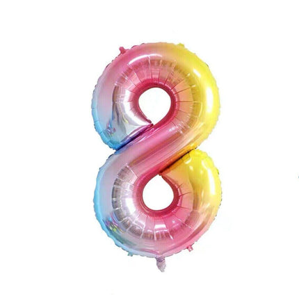 Foil Number Balloon 40" Rose Gold Silver Rainbow Birthday Party Wedding Rainbow - Aimall