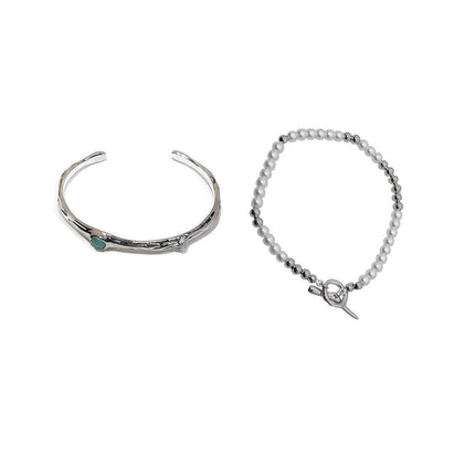 2PCS Luxury OT Buckle Bracelet Set Fashion Jewelry Women High-grade Design