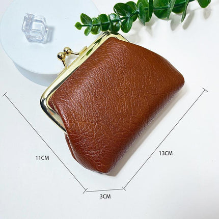 Women's Leather Small Cosmetic Bag Coin Purse & Lipstick Change Storage Bags - Aimall