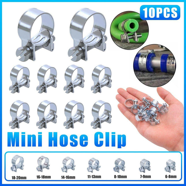 10pcs Galvanized Iron Fuel Hose Clamps For Automobile Air Pipe Secure Grip