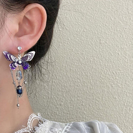 Luxury Crystal Butterfly Bow Earrings Elegant Fashion Niche Exquisite Jewelry