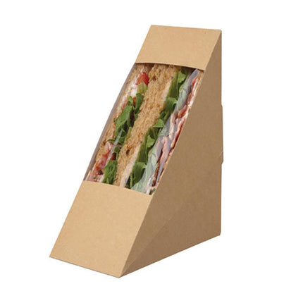 250PCS NEW Thickened Kraft Paper Sandwich Wedge With Visible Clear Window Aimall