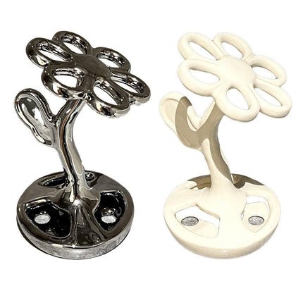 6 Slots Ceramic Toothbrush Holder Flower Shaped Makeup Brush Bathroom Shelf