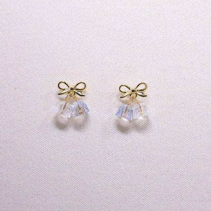 Blue Wind Chime Gold Bow Earrings Fashion Jewelry Boho Style Dangle Earrings