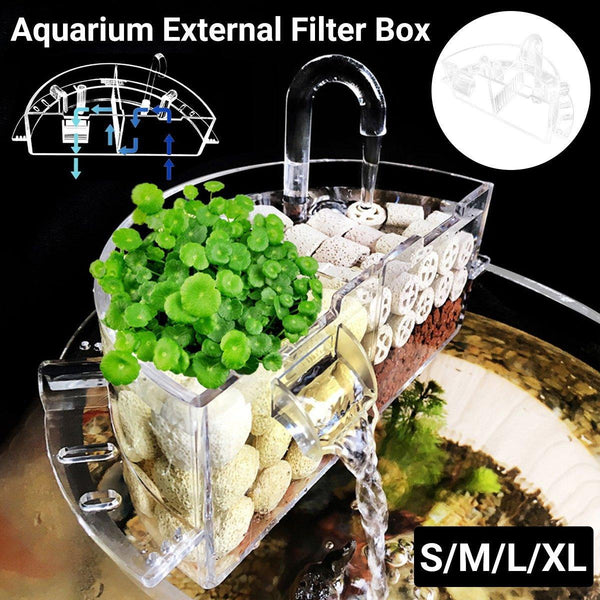 Round Fish Tank Filter Box Aquarium Trickle Box Small External Top Qui ...