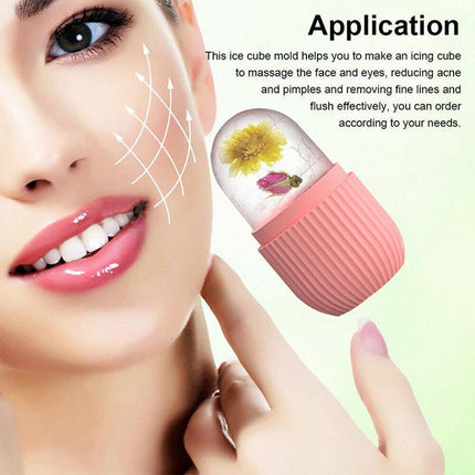 Ice Facial Cube Massager Ice Roller to Depuff Sculpt Face Pink Shrink Pores - Aimall