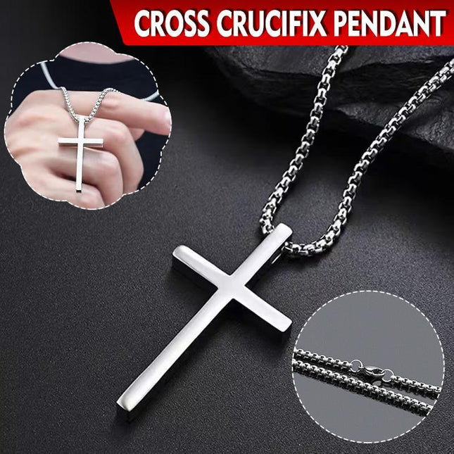 Gold-Plated Stainless Steel Men's Cross Fashion Pendant Necklace with Long Chain - Aimall