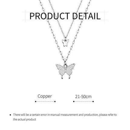 Butterfly Double Necklace Feminine Cold Wind Style Collarbone Chain Jewelry