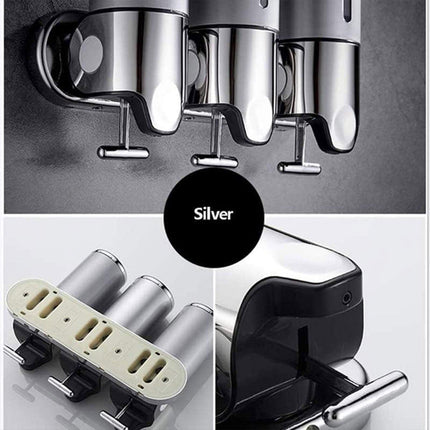 Stainless Steel Lever Soap Dispenser Manual Push Shower Gel Hotel Bathroom Use