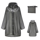 Gray Transparent Unisex Raincoat Lightweight Waterproof Poncho Hooded Jacket