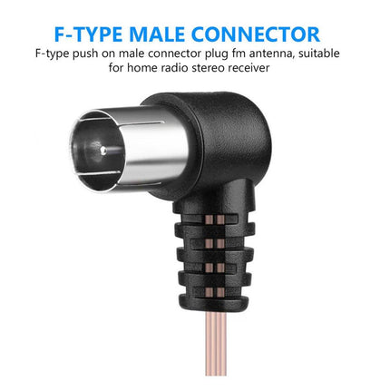 2m F-Type FM Antenna 75 Ohm Male Plug For Home Radio Stereo Signal Receiver Use