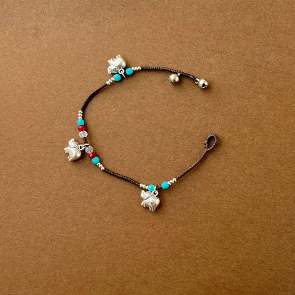 Handmade Tibetan Style Bracelet Nepal Copper Natural Stone Beads Jewelry
