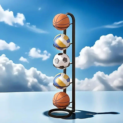 5 Tiers Basketball Storage Rack Football Sport Equipment Organizer Display Stand