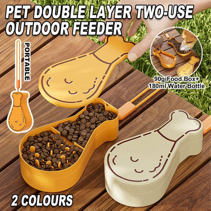 Portable Pet Water Bottle Outdoor Feeder Dual Purpose Drinking Travel Use