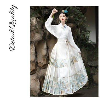 New Chinese Style Hanfu Set Slimming Horse Skirt Daily Wear Fairy Skirt Girls