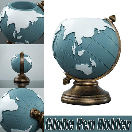 Globe Pen Holder Ornament Desktop Organizer Room Decoration Office Storage Stand