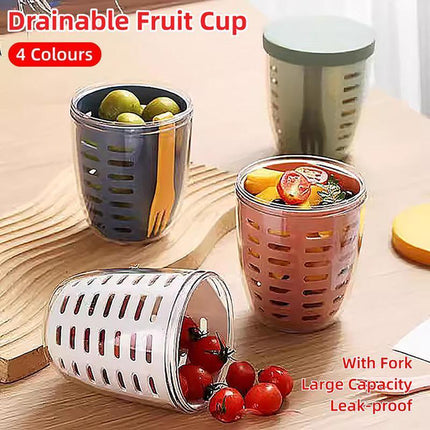 Portable Drainable Fruit Cup Plastic Sealed Cup for Snacks and Travel Use