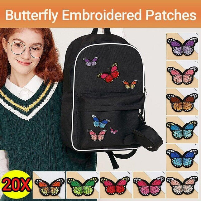20Pcs Colourful Butterfly Applique Lace Trims Sewing Embroidery Craft Patch Sew - Aimall