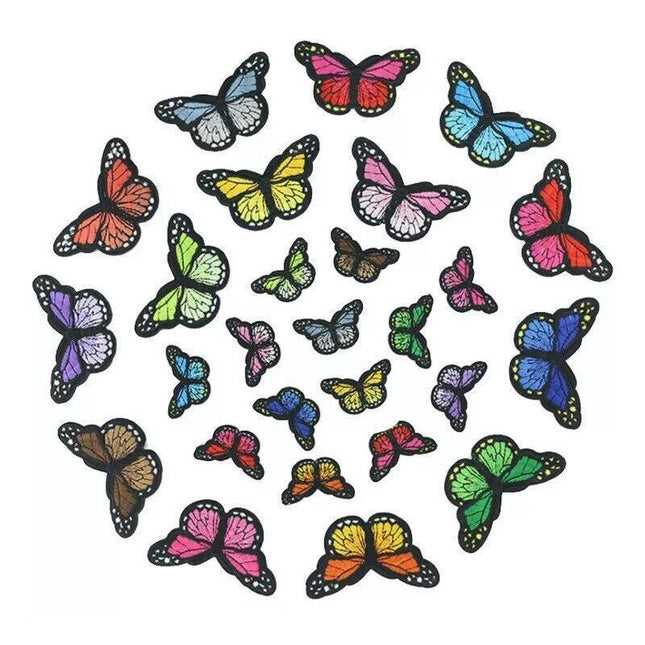 20Pcs Colourful Butterfly Applique Lace Trims Sewing Embroidery Craft Patch Sew - Aimall