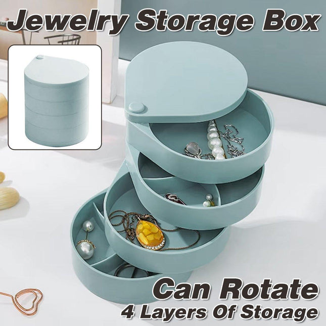 Rotating Jewelry Storage Box Cute 4 Layer Large Capacity Display Stand Organizer