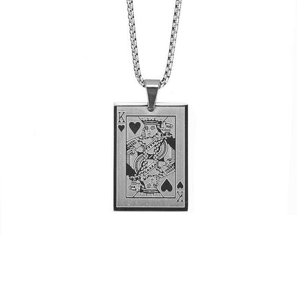 King of Hearts Poker Necklace Stainless Steel Pendant for Men Fashion Jewelry