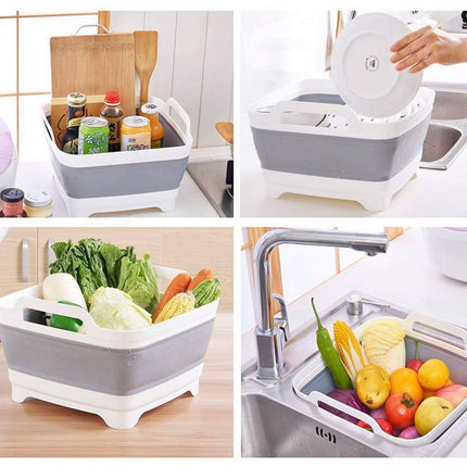 Folding Basket Kitchen Washbasin Draining Basket Portable Vegetable Storage