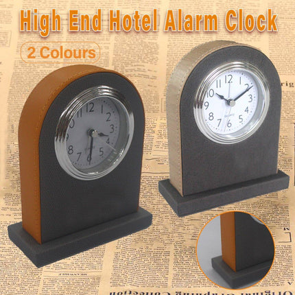 Classic Hotel Alarm Clock Quartz Movement Faux Leather Design with Clear Display