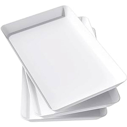 Rectangular White Plastic Deli Display Tray Dishes Serving Platter Food Plate