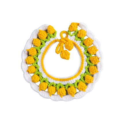 Adjustable Knitted Pet Collar Cute Bib Style for Cats and Small Dogs