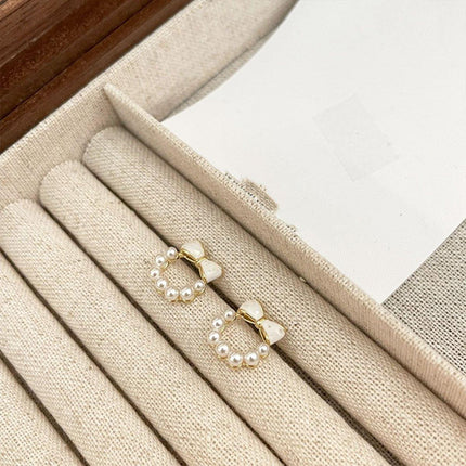 Chic Dainty Bow Earrings for Women Small Round Elegant Jewelry Fashion Gift