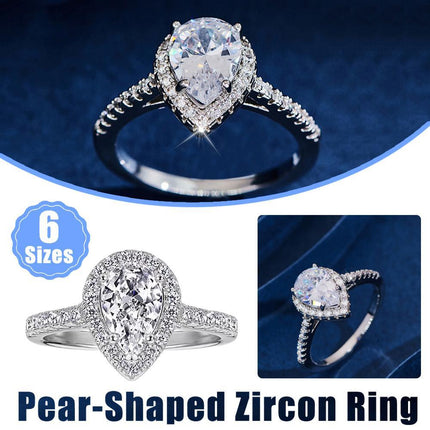 Sparkling Pear Shaped Zircon Cluster Ring Pear Shape Engagement Women Gift - Aimall