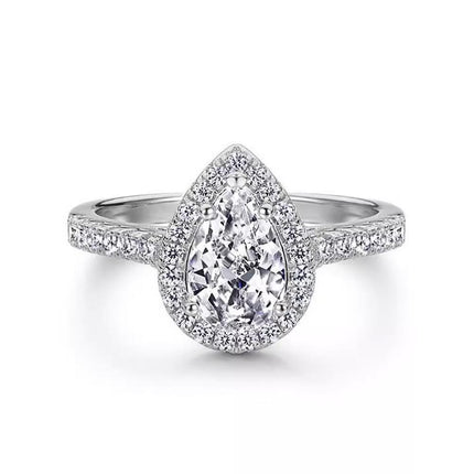 Sparkling Pear Shaped Zircon Cluster Ring Pear Shape Engagement Women Gift - Aimall