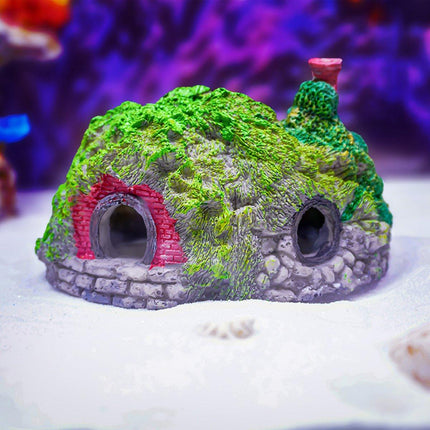Resin Grass House Aquarium Ornament Natural Fish Tank Decoration Hideaway