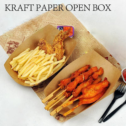 Kraft Paper Boat Tray Biodegradable Multi Size Serving Food Safe Fries Rice Deli Aimall