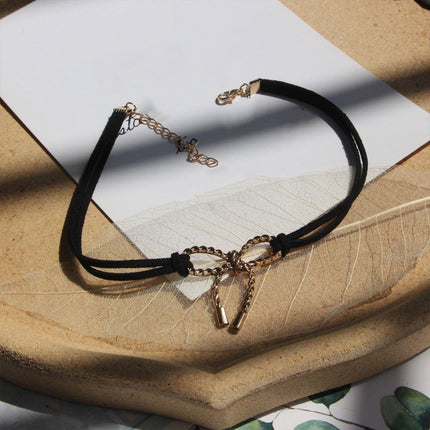 Charming Black Bow Necklace Stylish Jewelry for Women Adjustable Pendant Gift