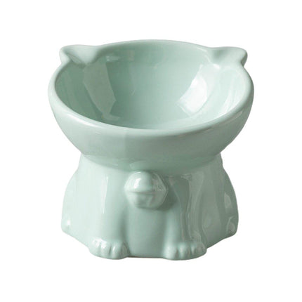Ceramic Cat Bowl Cute Tall Raised Cat Food Bowl for Pets Eating Comfortably