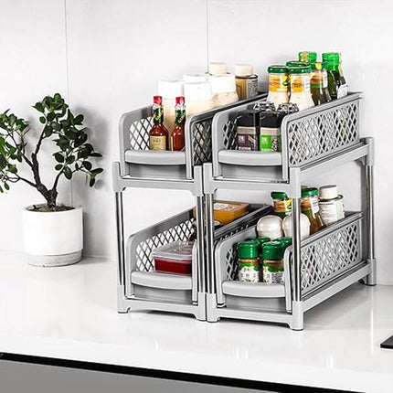 Bathroom Kitchen Sink Storage Rack Drawer Plastic Shelf Seasoning Holder
