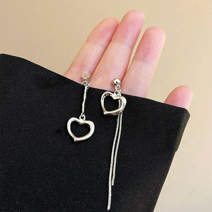 Asymmetrical Love Tassel Earrings Long Drop Dangle Jewelry for Women Fashion