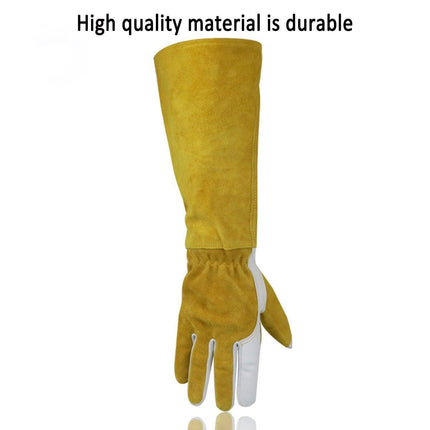 Long Welding Gloves Heat Resistant Leather Gloves for Grill or Fireplace Use
