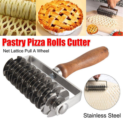 Pastry Pizza Roller Cutter Pull A Wheel for Dough Cookie Pie Steel Net Lattice