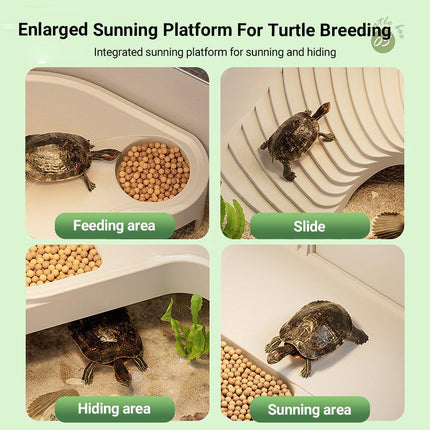 Turtle Tank Home Reptile Habitat Turtle Feeding Box Aquarium Portable Container