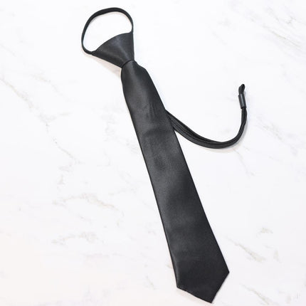 Students' Formal School Uniforms Knot-free Ties Black Plaid Jk Zipper Ties Rope Belts - Aimall