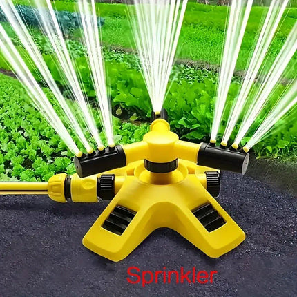 360 Degree Rotating Yellow Sprinkler Automatic Lawn Garden Watering System Villa