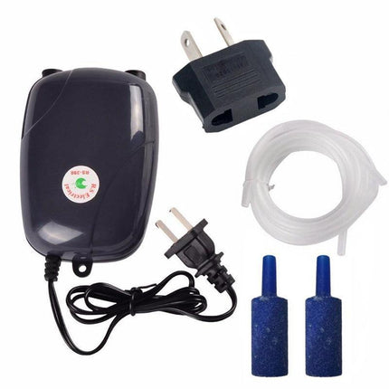 Oxygen Pump Aqua Fish Tank Aquarium Pond Air Bubble Disk Stone Aerator 2 Outlets - Aimall