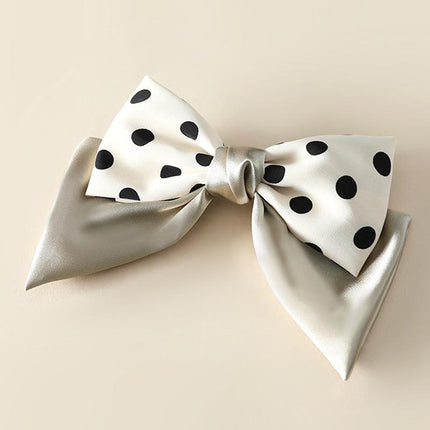 Girls Women Bow Ribbon Polka dots Hair head clip barrette headwear Korean Style - Aimall