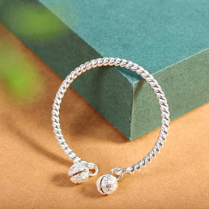 Bangle Bowknot Bells Bracelet Korean Opening Wrist Chain Women Silver Bracelet - Aimall